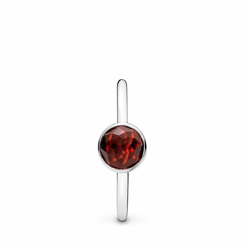 Pandora January Droplet Ring Ireland - Sterling Silver/Red/Garnet - 527314USW